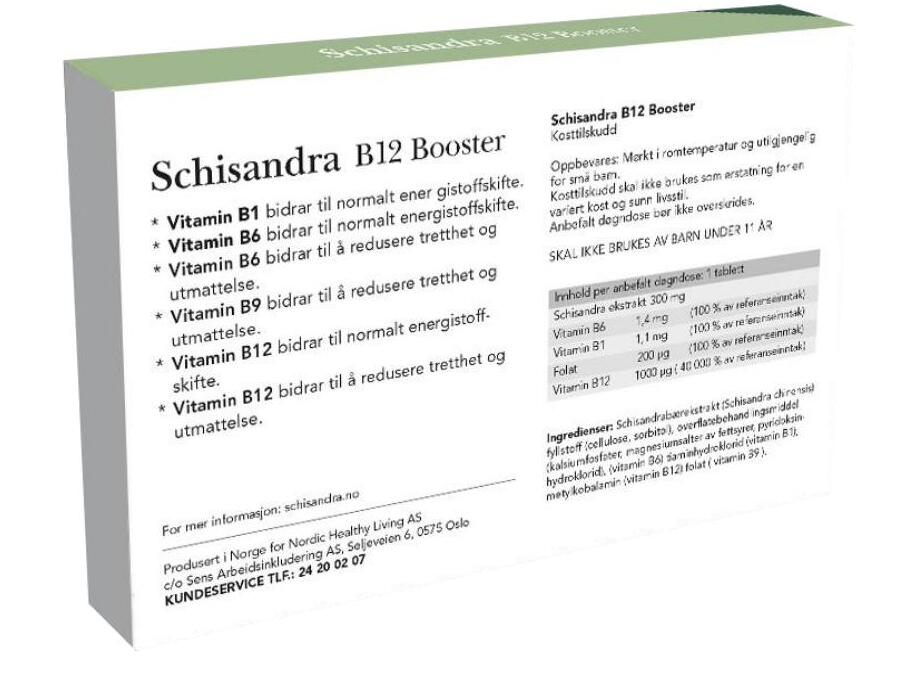 Schisandra B12 Booster. innholdsdeklarasjon